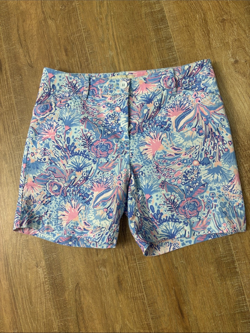 Talbots Pink and Blue Floral Print Bermuda Shorts